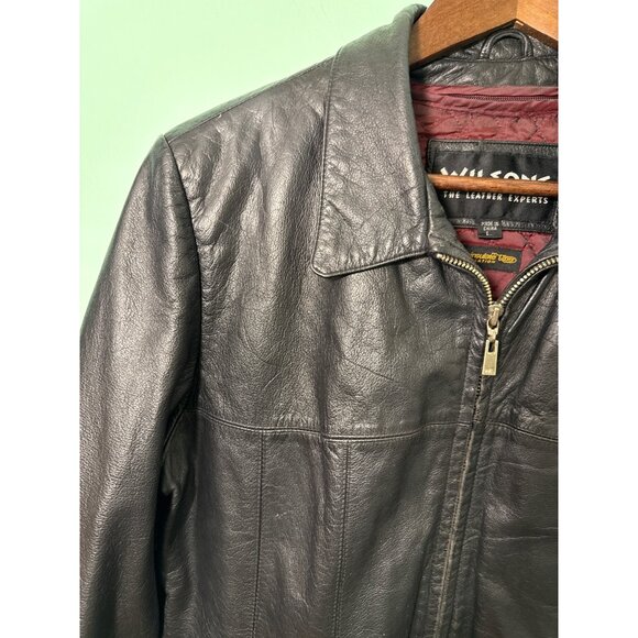 Wilsons Leather Black Jacket Thinsulate Ultra Insulation Quilted Lining Full Zip - Picture 3 of 9